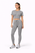 Seamless Sportset – Zip-Top, Kurzarmshirt & High-Waist Leggings