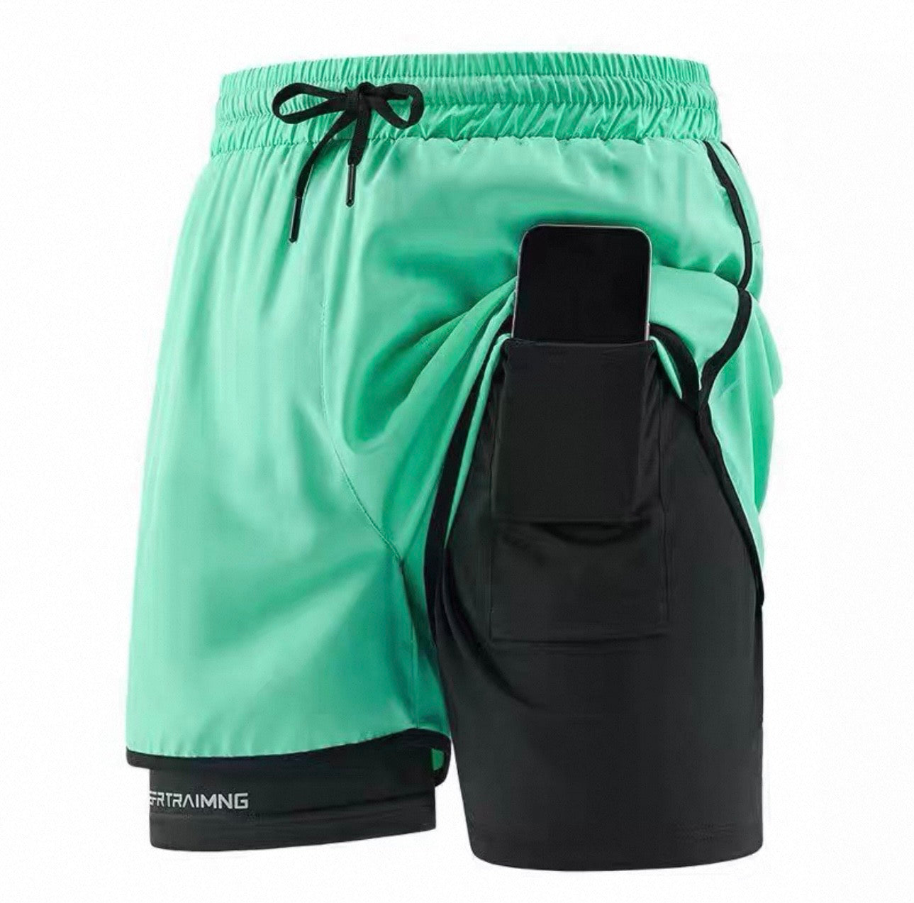 Sportliche 2-in-1 Trainingsshorts mit integrierter Handy-Tasche (Herren)