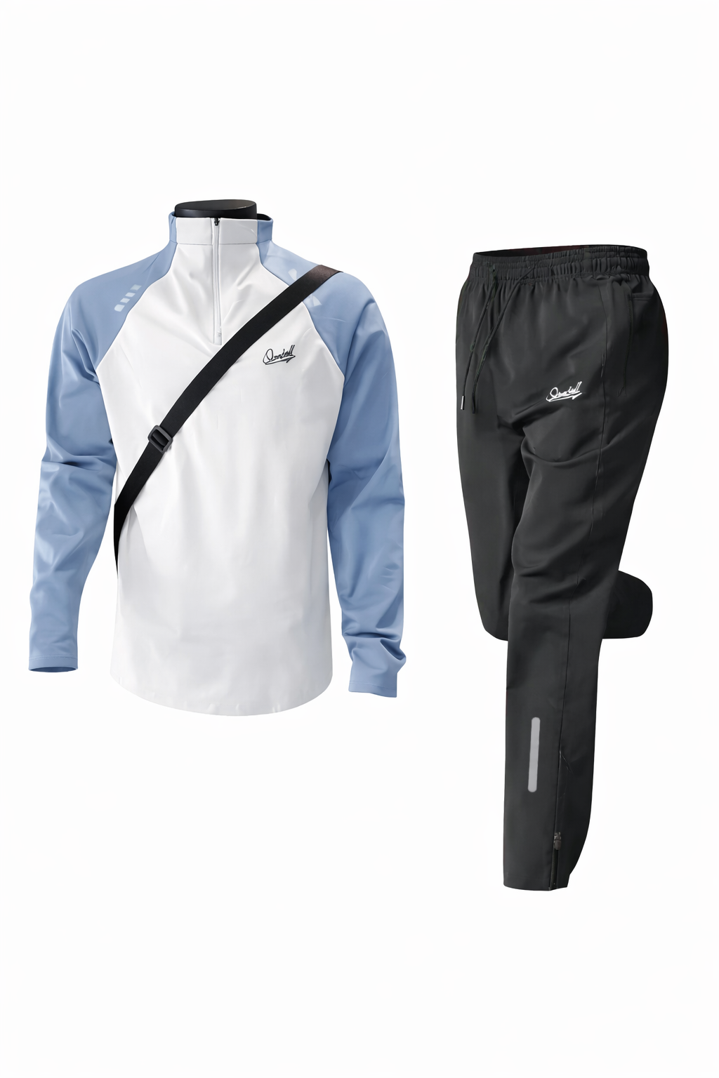 Herren Sport Trainingsanzug – Atmungsaktives Fitness Set mit Quarter-Zip Pullover & Jogginghose