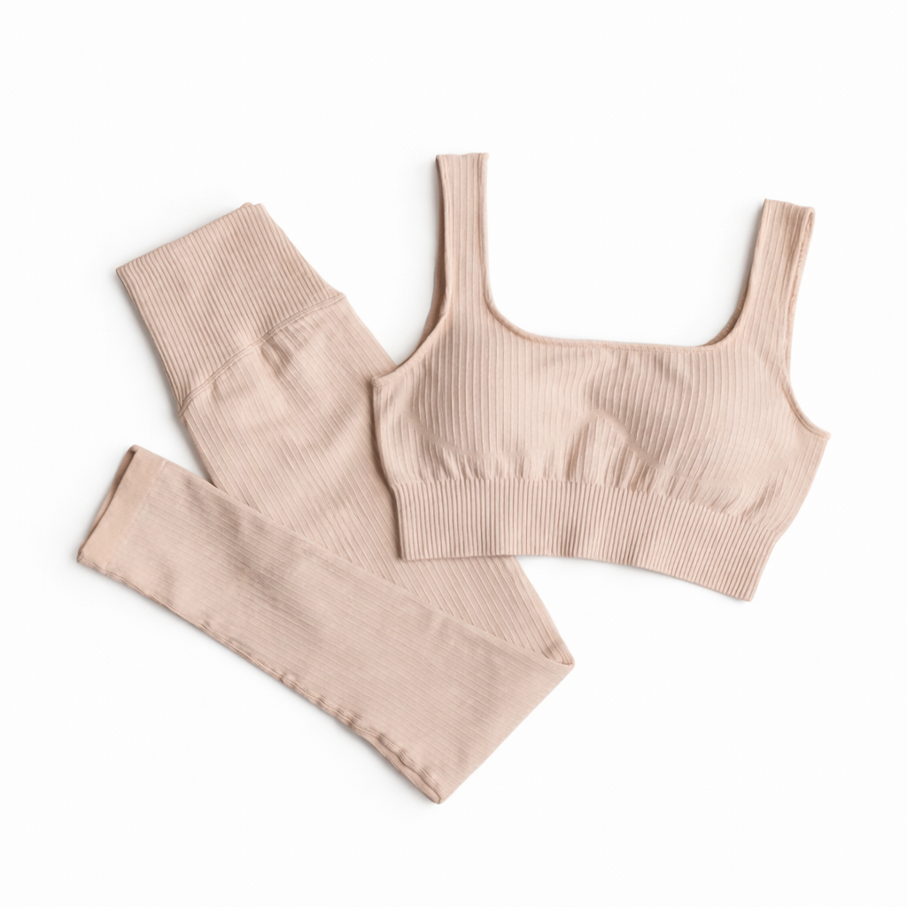 Ribbed Active Set – Sport-BH & High-Waist Leggings | Seamless Look