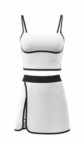 Damen Zweiteiler – Crop-Top mit Spaghettiträgern & Minirock