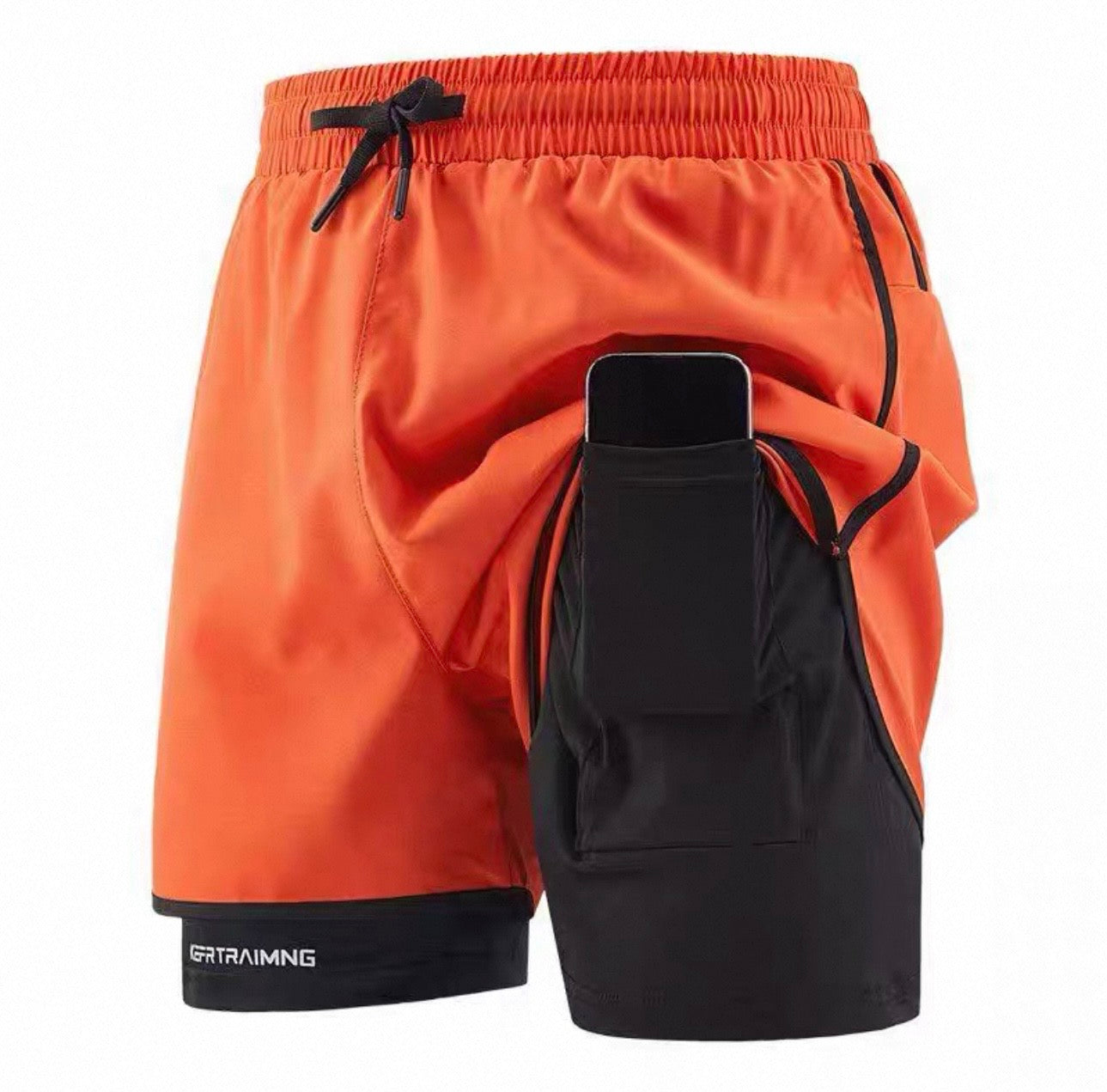 Sportliche 2-in-1 Trainingsshorts mit integrierter Handy-Tasche (Herren)