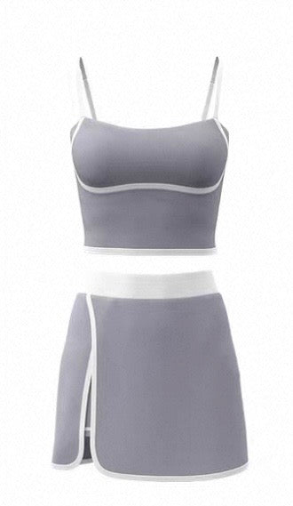 Damen Zweiteiler – Crop-Top mit Spaghettiträgern & Minirock