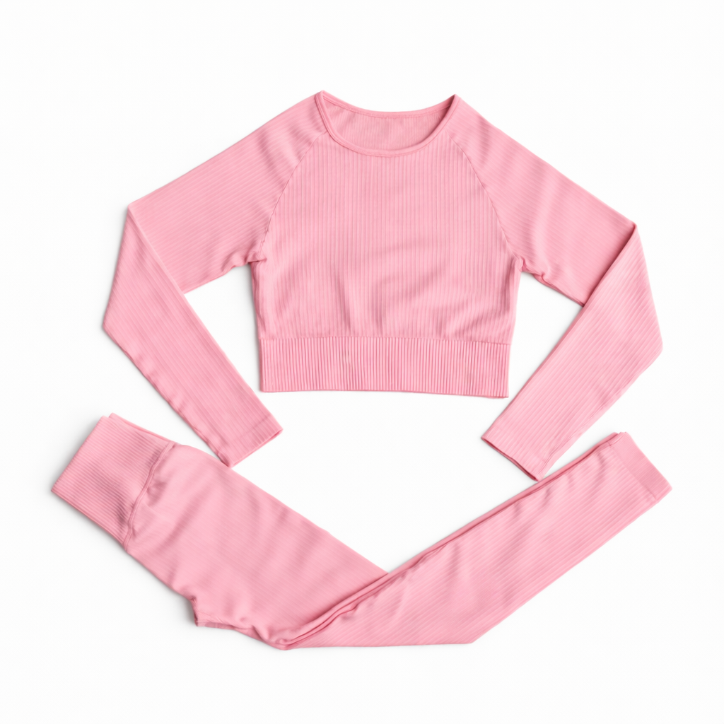 Ribbed Lounge Set – Zweiteiliges Crop-Top & High-Waist Leggings Set