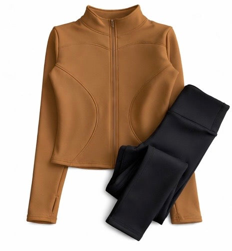 Damen Workout Set – Komfortjacke & Formende Leggings