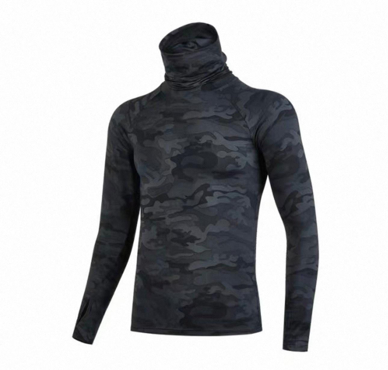 Unisex Performance Longsleeve mit integriertem Gesichtsschutz – Atmungsaktives Sport & Outdoor Shirt