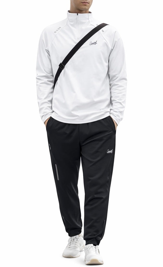 Herren Sport Trainingsanzug – Atmungsaktives Fitness Set mit Quarter-Zip Pullover & Jogginghose