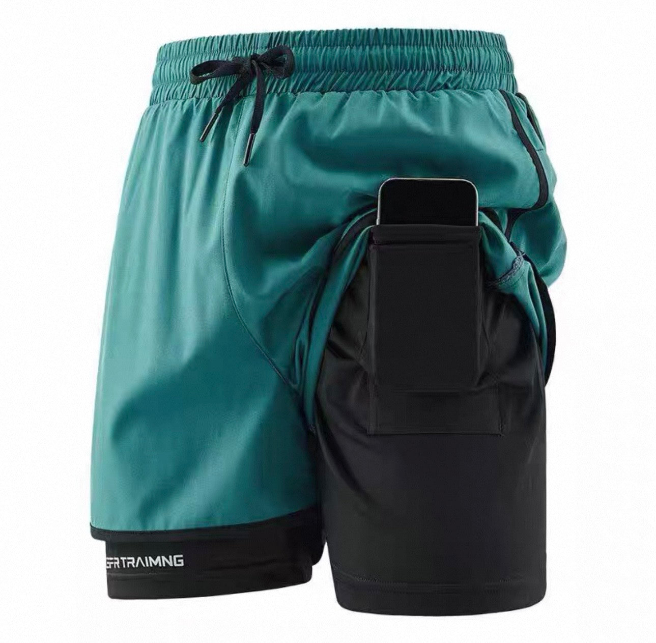 Sportliche 2-in-1 Trainingsshorts mit integrierter Handy-Tasche (Herren)