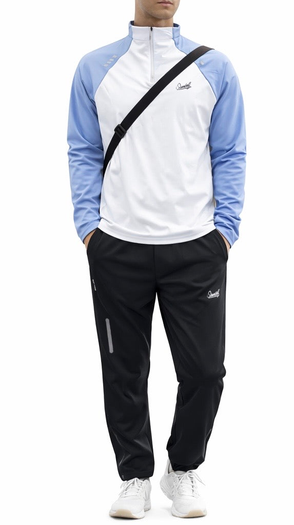 Herren Sport Trainingsanzug – Atmungsaktives Fitness Set mit Quarter-Zip Pullover & Jogginghose