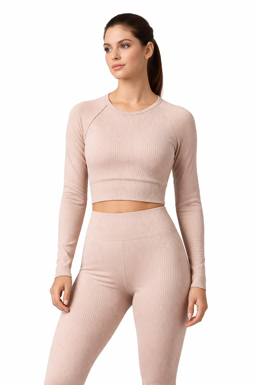 Ribbed Lounge Set – Zweiteiliges Crop-Top & High-Waist Leggings Set
