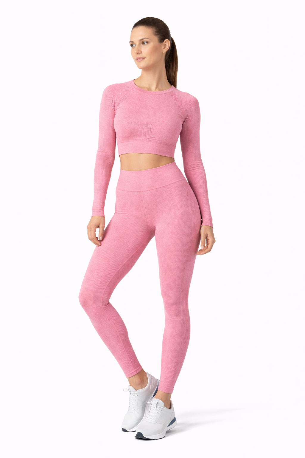 Ribbed Performance Set – 5-teiliges Activewear Set mit Crop Top, Sport-BH & Leggings