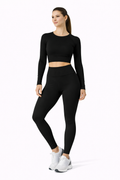 Ribbed Performance Set – 5-teiliges Activewear Set mit Crop Top, Sport-BH & Leggings