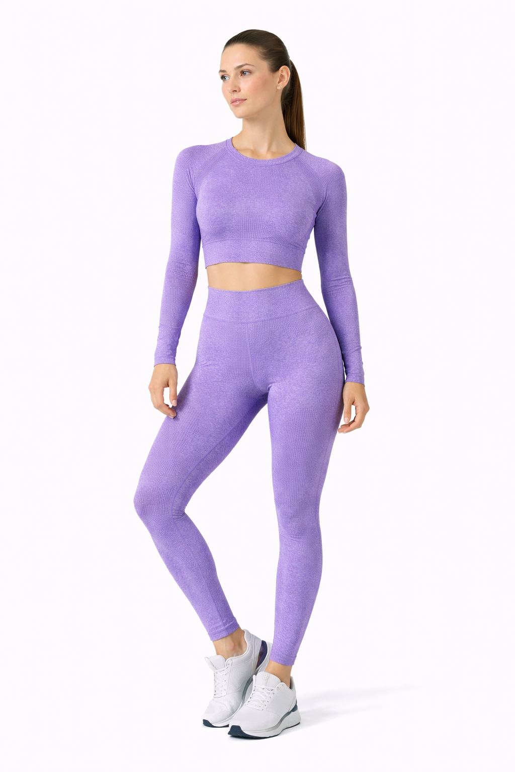Ribbed Performance Set – 5-teiliges Activewear Set mit Crop Top, Sport-BH & Leggings