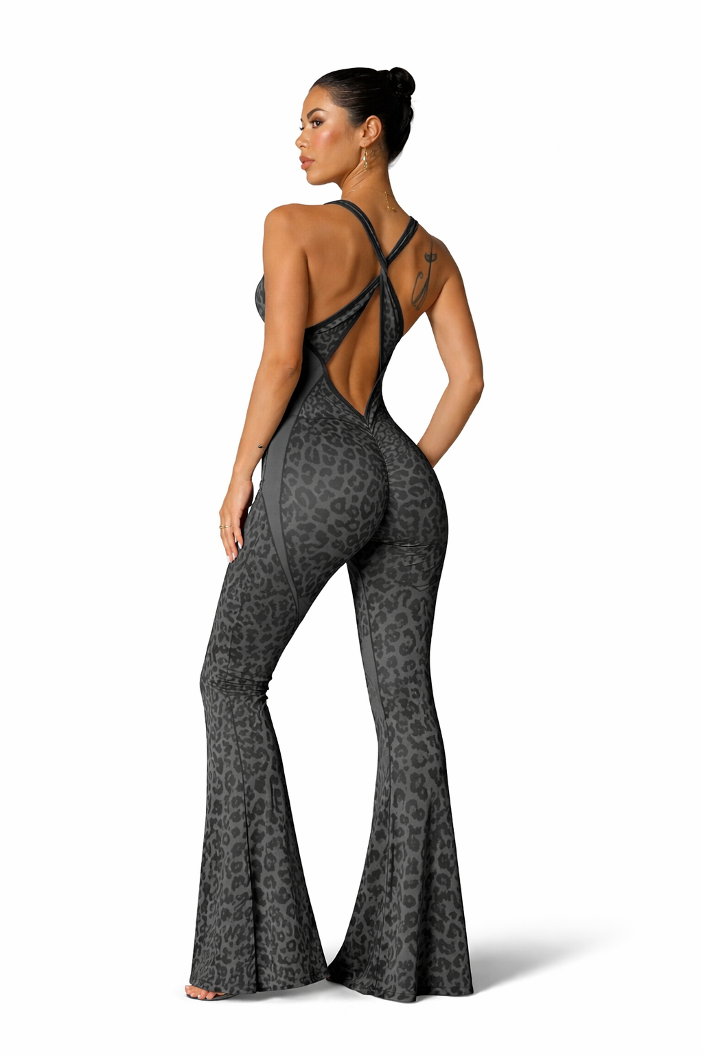 Damen Jumpsuit – Figurformend, Flared Leg & Open Back | Stretch & Sculpt Fit One Piece