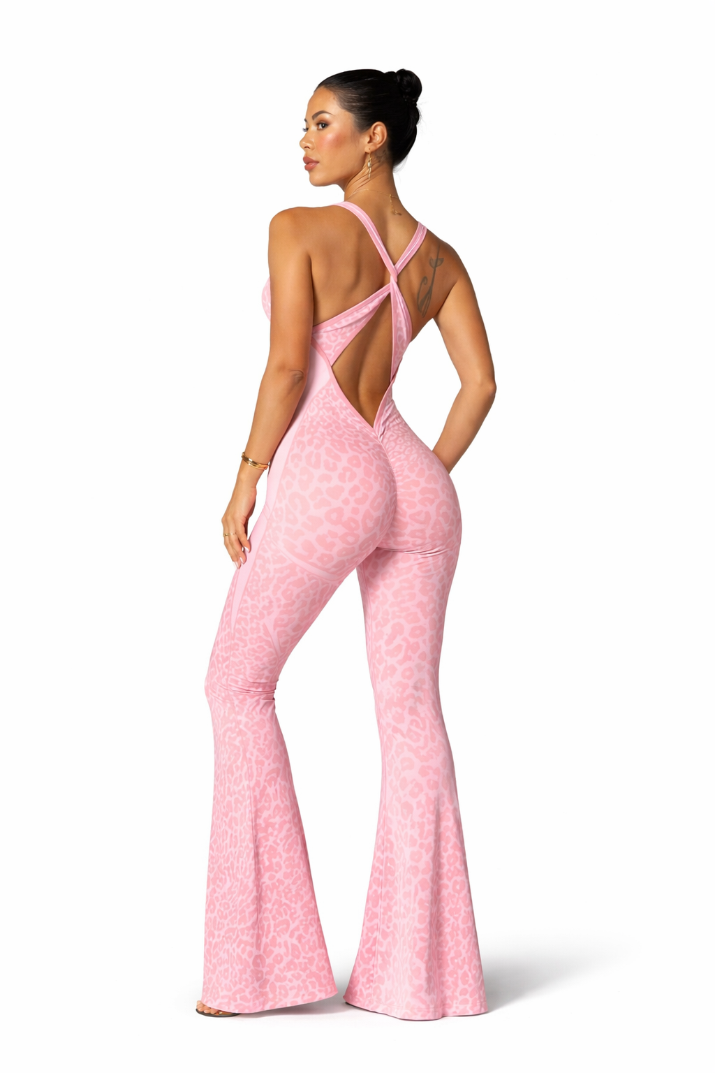 Damen Jumpsuit – Figurformend, Flared Leg & Open Back | Stretch & Sculpt Fit One Piece